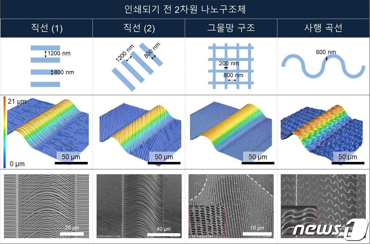 다양한 형상을 갖는 2차원 나노구조체를 3차원으로 인쇄한 결과물. &#40;KAIST 제공&#41; /뉴스1