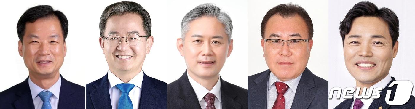 본문 이미지 - 내년 22대 총선 광주 광산을 출마 예정자. 왼쪽부터 더불어민주당 박균택, 이용빈, 국민의힘 김정현, 정의당 황경순, 진보당 정희성.2023.4.9/뉴스1 ⓒ News1 박준배 기자
