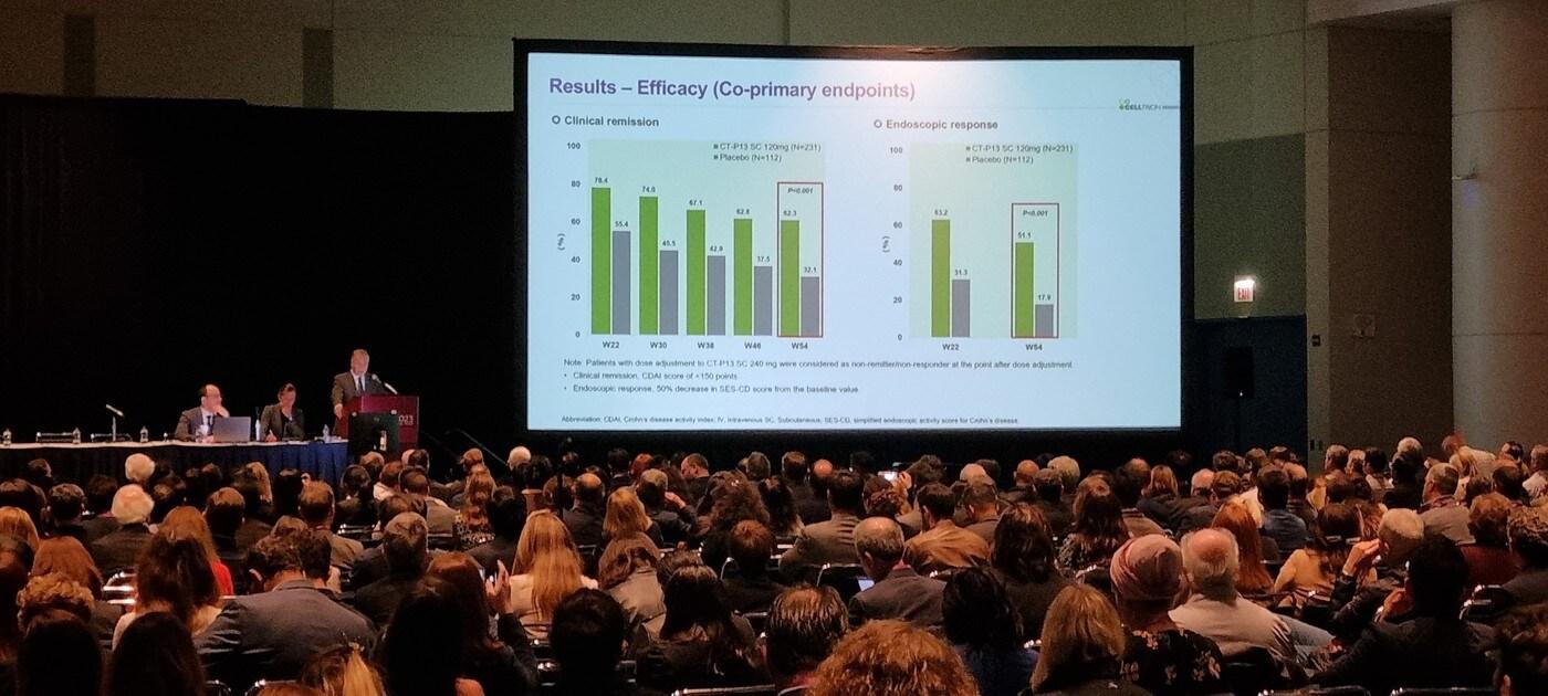 본문 이미지 -  DDW 셀트리온 구두 발표 세션 현장(셀트리온 제공)