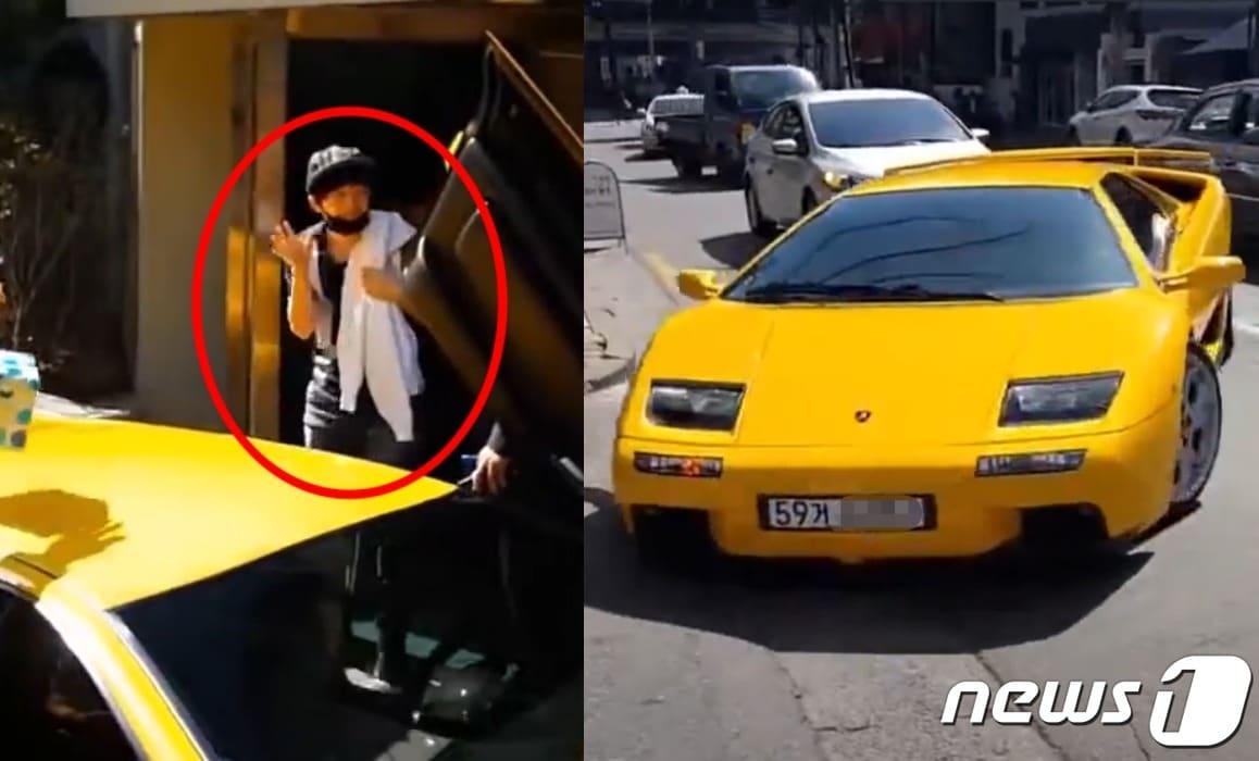 본문 이미지 - 서태지가 지난 2015년 홍대의 한 공연장 앞에 람보르기니를 직접 끌고 나타난 모습. (유튜브 갈무리)