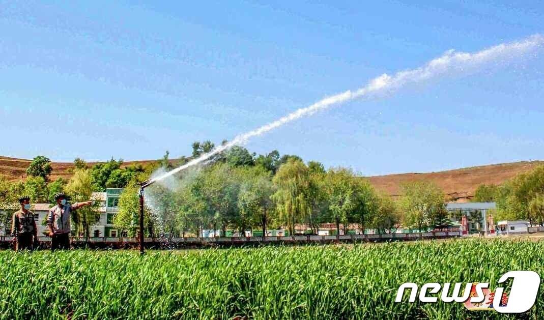 본문 이미지 - (평양 노동신문=뉴스1) = 북한 노동당 기관지 노동신문은 12일 "함경북도에서 관개체계를 완비하는 사업에 계속 큰 힘을 넣고 있다"면서 "올해에 들어와 백수십개의 양수장을 새로 건설한 도에서는 지난 4월 말까지 계획된 관로설치공사를 전부 결속했다"라고 보도했다. [국내에서만 사용가능. 재배포 금지. DB 금지. For Use Only in the Republic of Korea. Redistribution Prohibited] rodongphoto@news1.kr