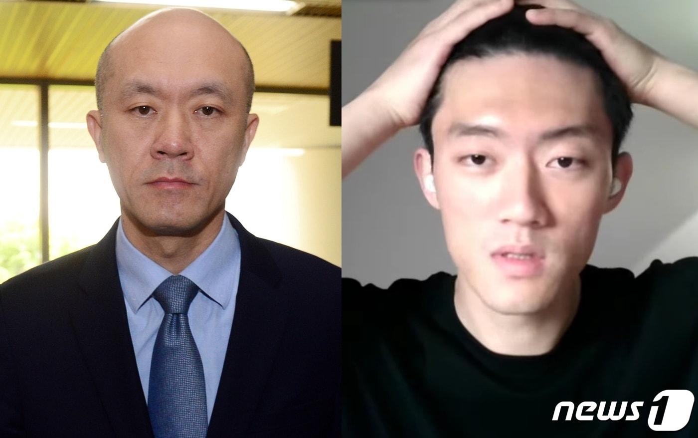본문 이미지 - 전재용(왼쪽) 전 비엘에셋 대표와 그의 아들 전우원씨. (뉴스1/ 유튜브 갈무리)