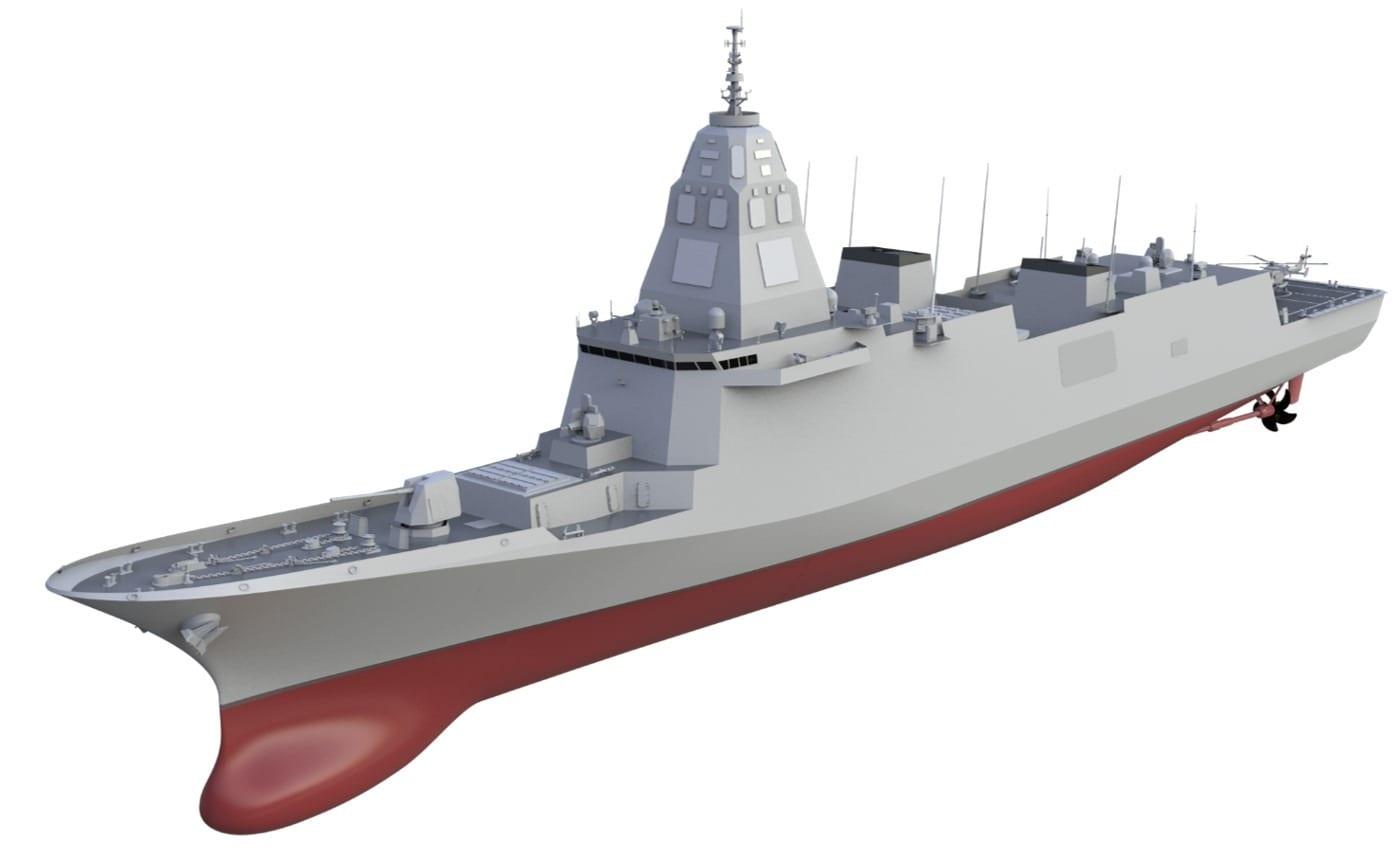 본문 이미지 - 한국형 차기 구축함(KDDX) 모형. (MADEX 2023 홈페이지)