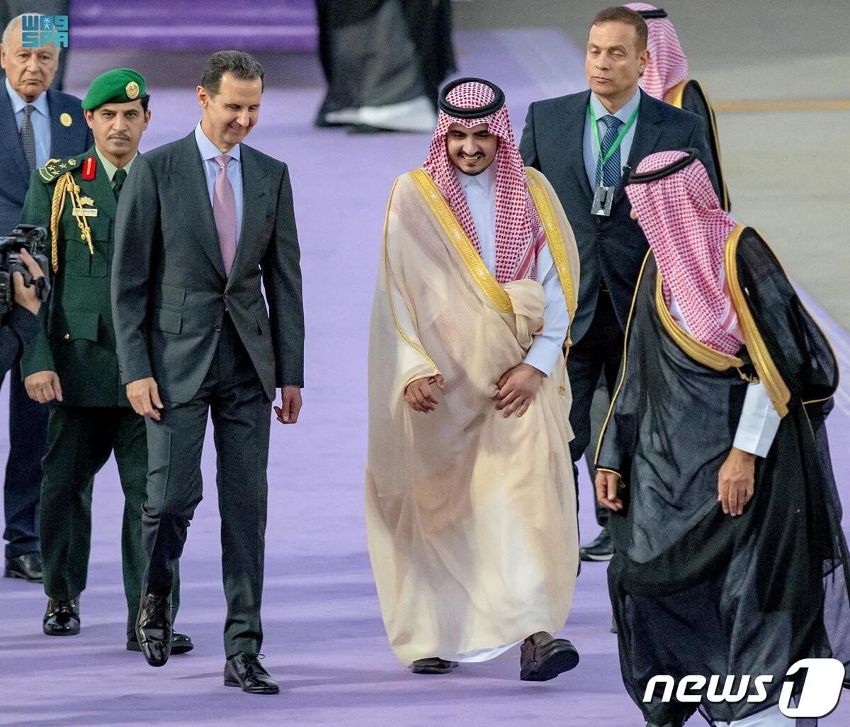 본문 이미지 - 18일(현지시간) 바샤르 알아사드 시리아 대통령이 아랍연맹(AL) 정상회의에 참석하기 위해 사우디아라비아 제다를 방문했다. 23.05.18 ⓒ 로이터=뉴스1 ⓒ News1 김예슬 기자