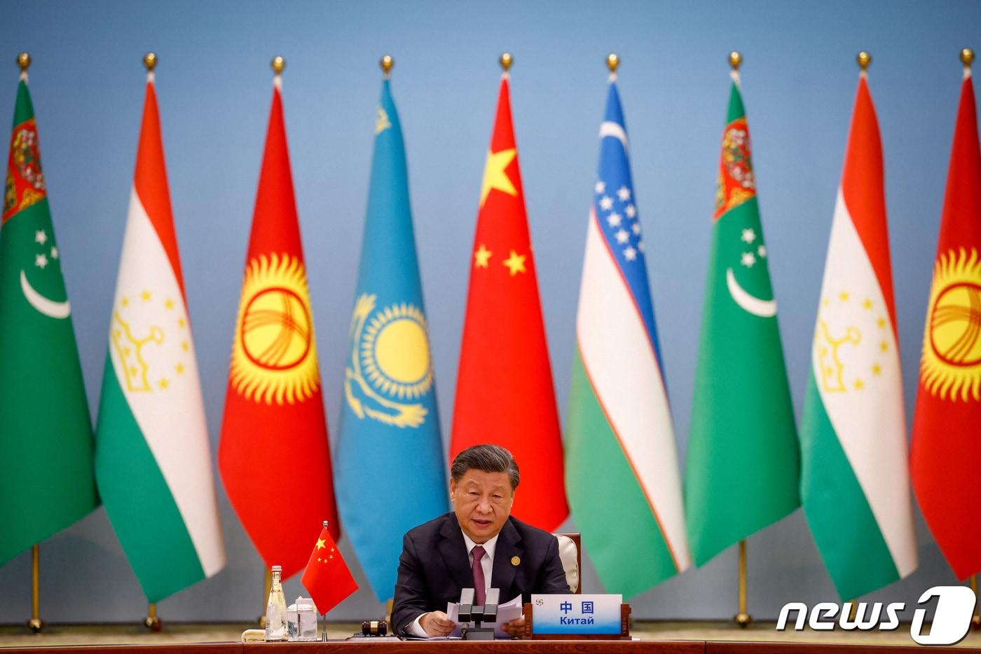 2023년 5월 19일 중국 시안에서 열린 중국과 중앙아시아 5개국 정상회의에서 시진핑 중국 국가주석이 연설하고 있다. ⓒ 로이터=뉴스1 ⓒ News1 권진영 기자