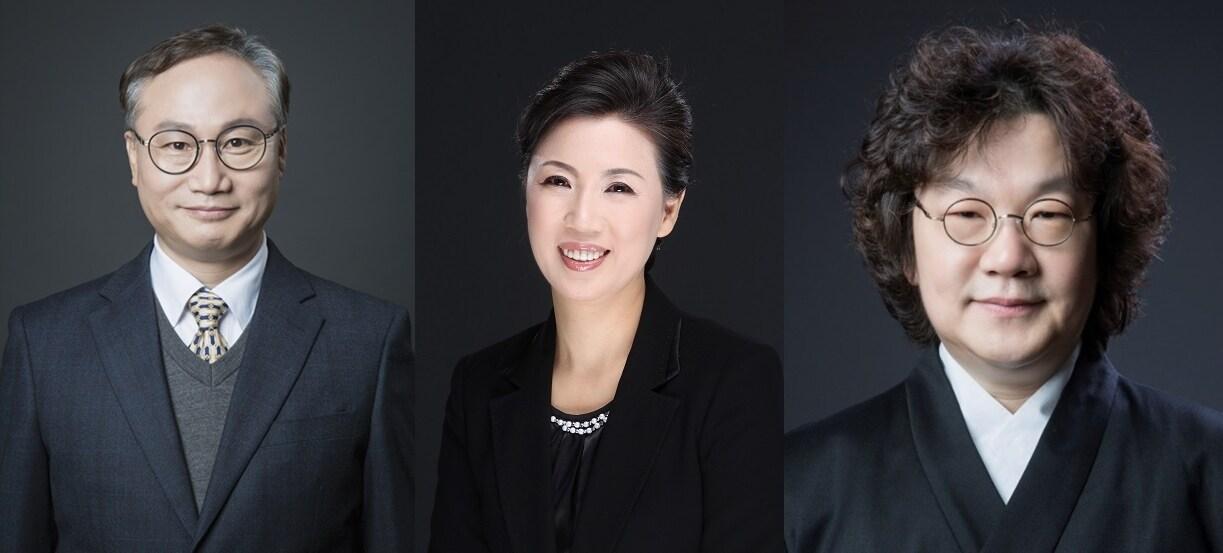 본문 이미지 -  국립국악원 정악단 신임 예술감독 이건회(왼쪽부터), 민속악단 신임 예술감독 유지숙,  창작악단 신임 예술감독 권성택. (국립국악원 제공) 
