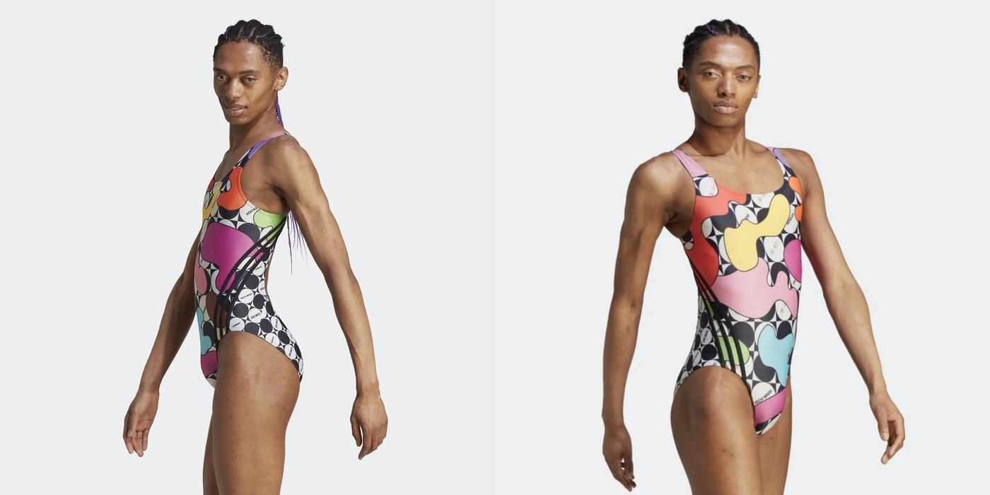 아디다스의 신제품 여성 수영복 모델로 남성으로 추정되는 모델이 기용됐다. (아디다스 공식 홈페이지)