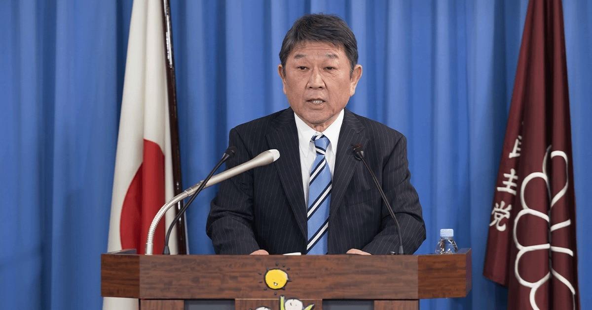 본문 이미지 - 24일 모테기 도시미쓰 자민당 간사장이 기자회견에서 답변하고 있다. (출처 : 자민당 누리집)