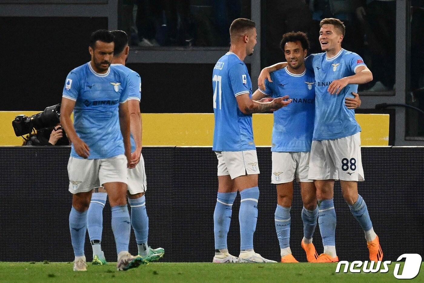 사수올로를 꺾은 라치오. ⓒ AFP=뉴스1