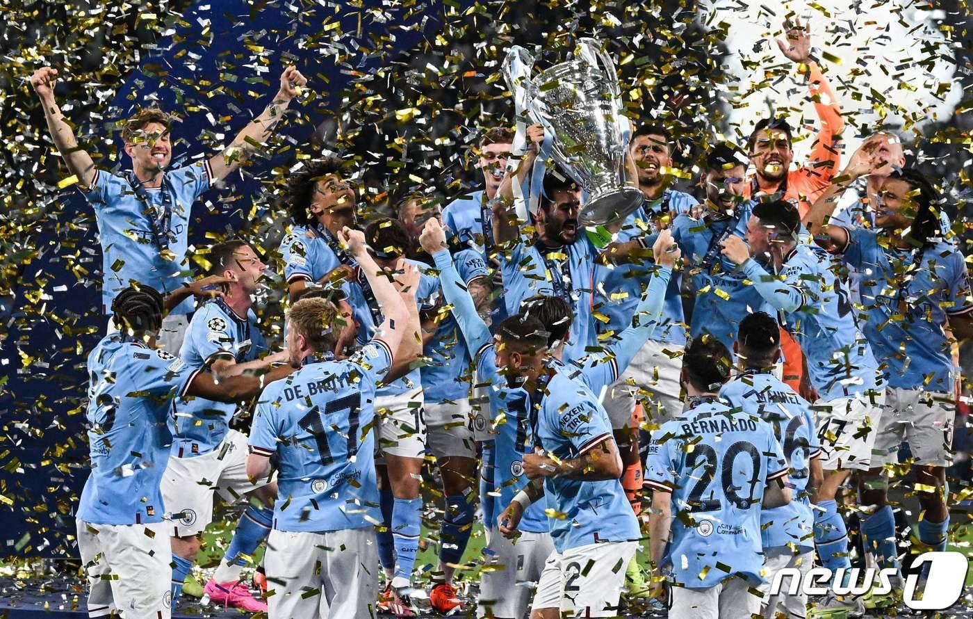 UCL 우승을 차지한 맨시티ⓒ AFP=뉴스1