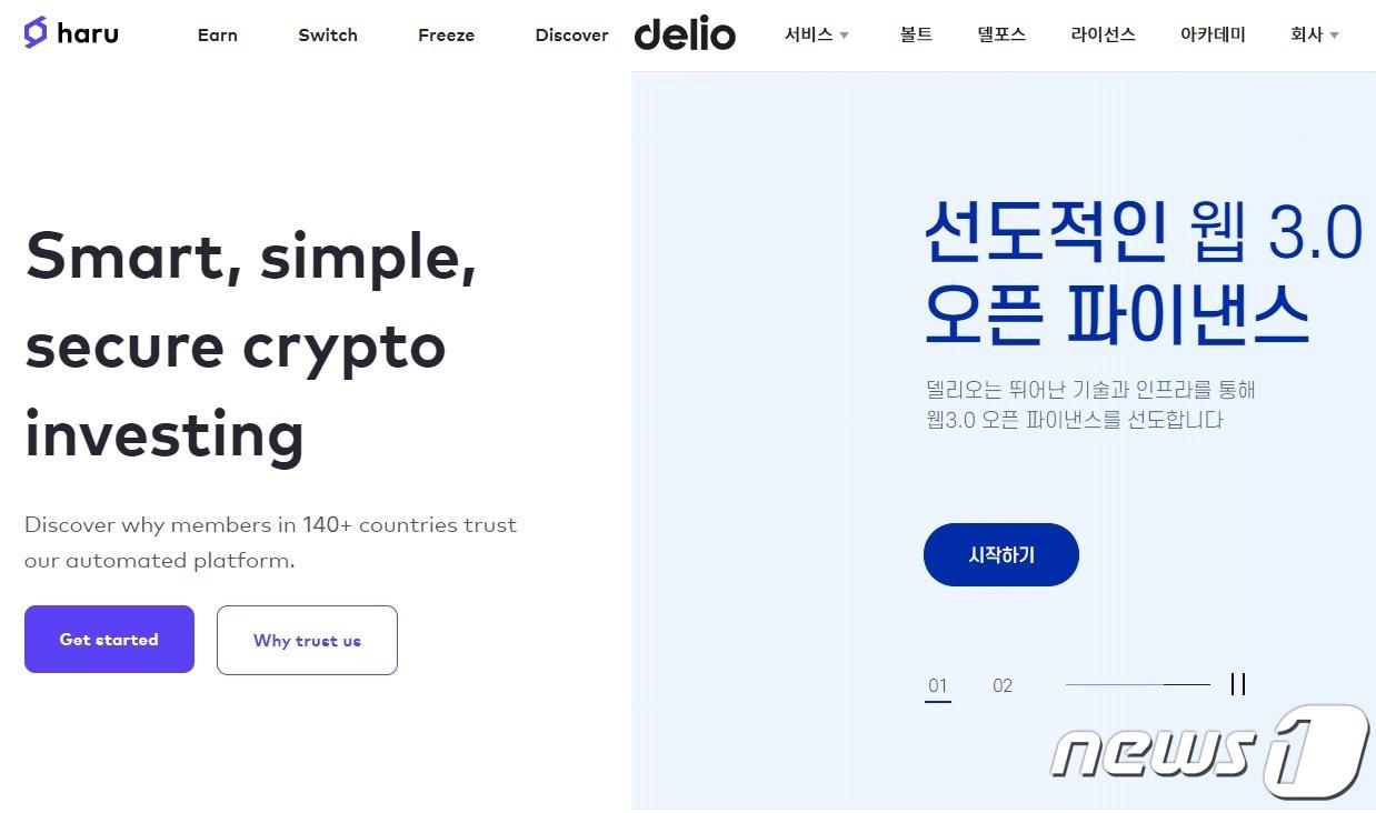본문 이미지 - 국내 씨파이 서비스인 하루인베스트와 델리오. (공식 홈페이지 캡처)