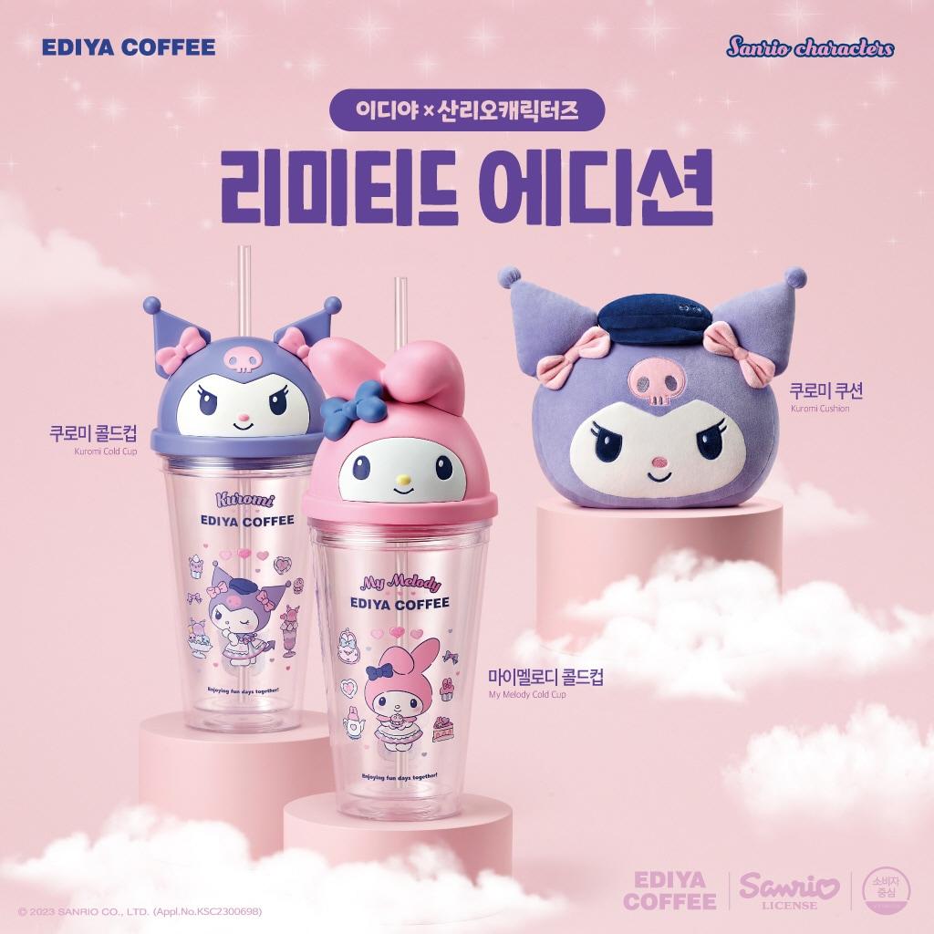 본문 이미지 - 이디야커피와 산리와캐릭터와 협업해 출시한 산리오MD, 콜드컵, 쿠션(이디야커피 제공)