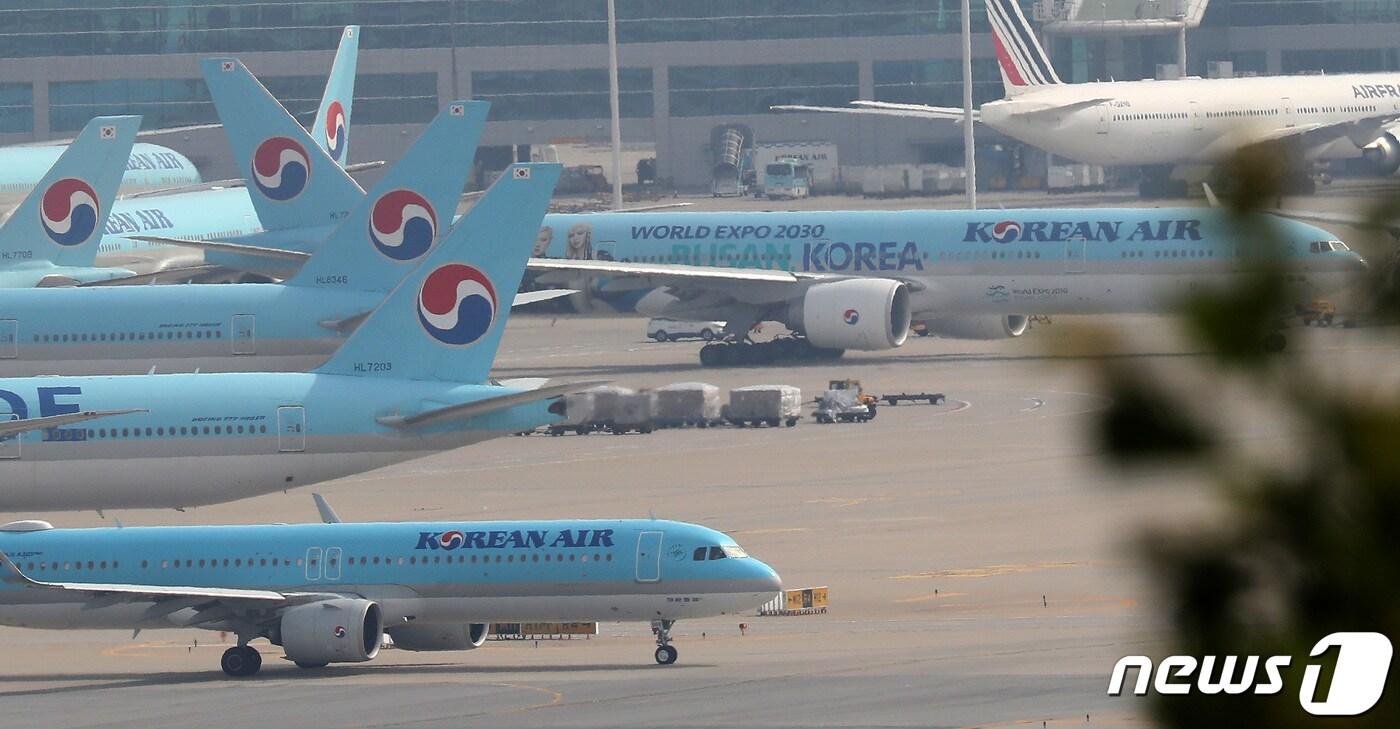 18일 오전 인천국제공항 전망대에서 바라본 계류장. 2023.6.18/뉴스1 ⓒ News1 이동해 기자