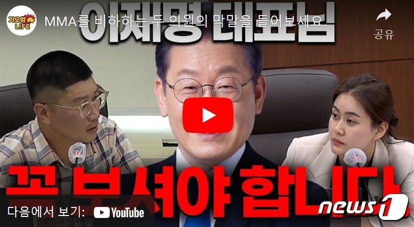 본문 이미지 - 19일 정문홍 로드FC 회장의 개인 유튜브 채널에 업로드된 ‘MMA를 비하하는 두 의원의 막말을 들어보세요.' 영상 이미지. (로드FC 홈페이지) 2023.6.19/뉴스주