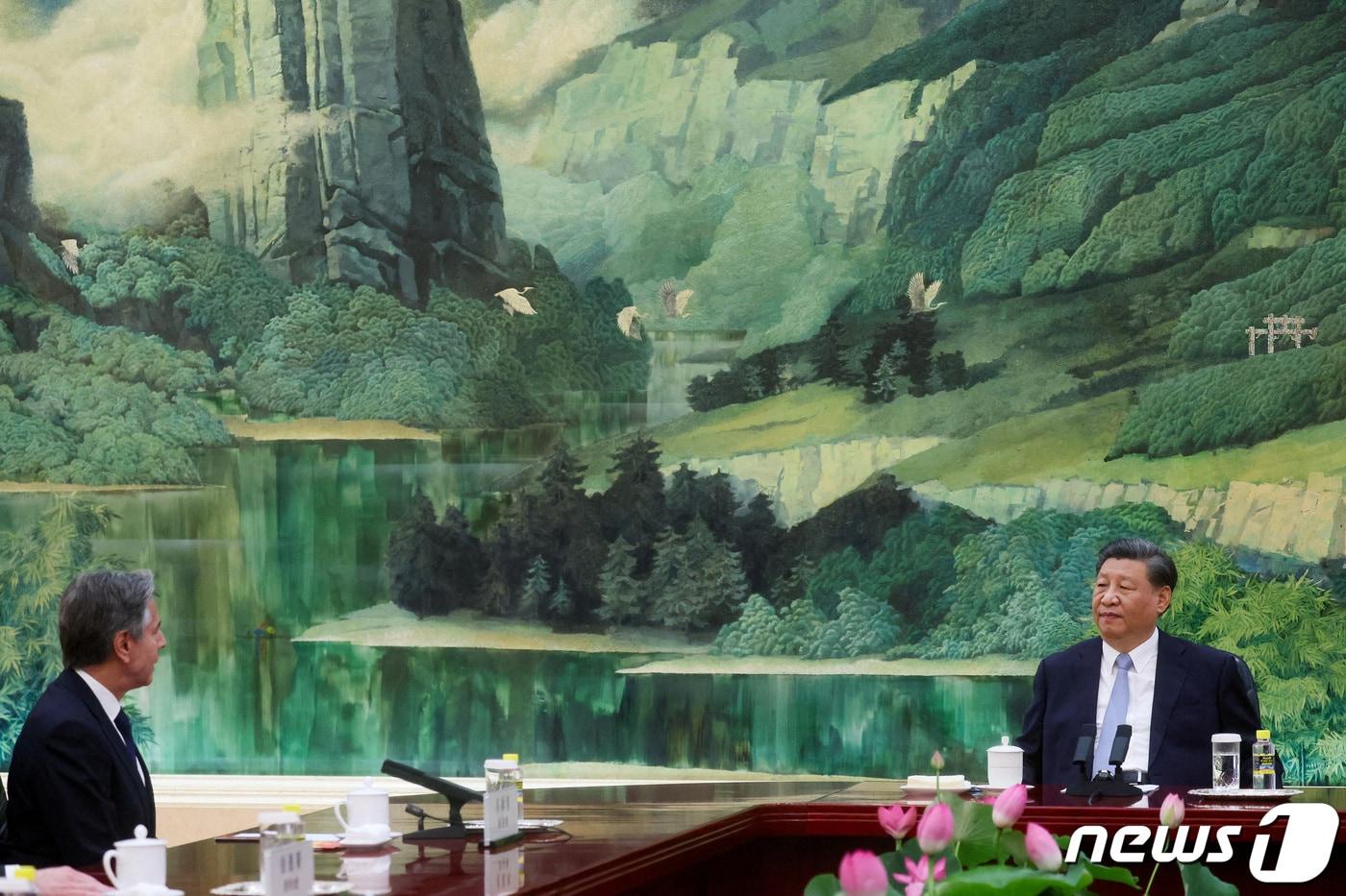 토니 블링컨 미 국무장관이 19일 시진핑 중국 국가주석을 만나고 있다. 2023.06.19. ⓒ 로이터=뉴스1 ⓒ News1 정윤영 