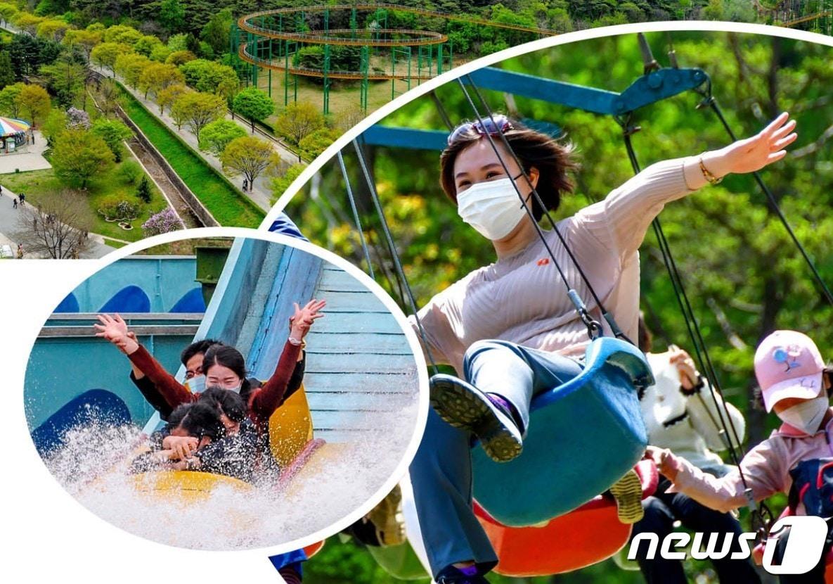 본문 이미지 - 대외용 월간지 '조선'이 6월 호에 실은 대성산유원지의 모습.(조선 6월 호 갈무리) 