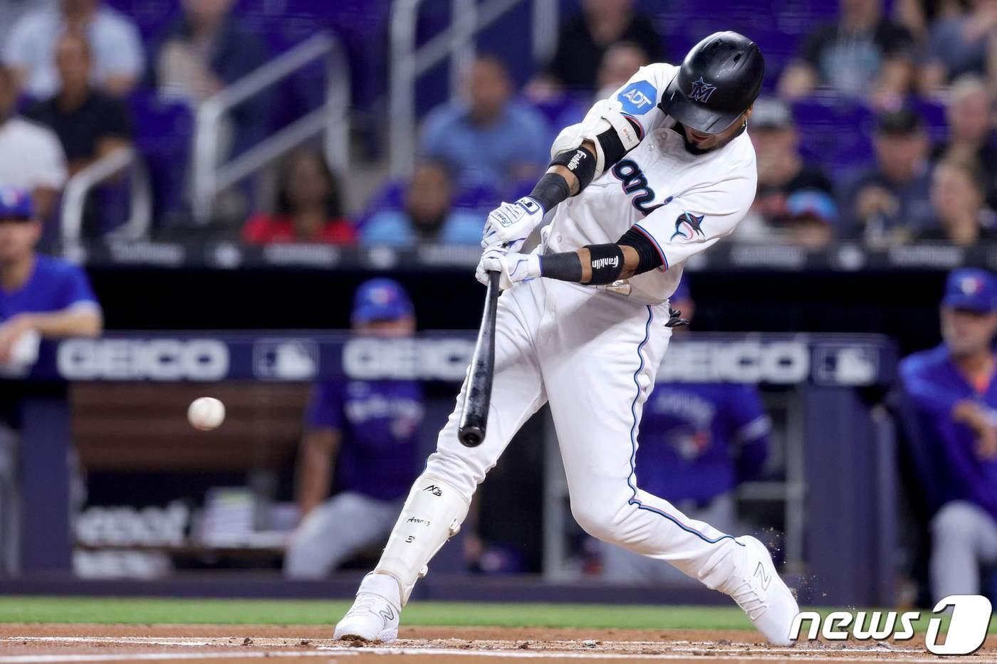 마이애미 말린스의 루이스 아라에즈(26). ⓒ AFP=뉴스1