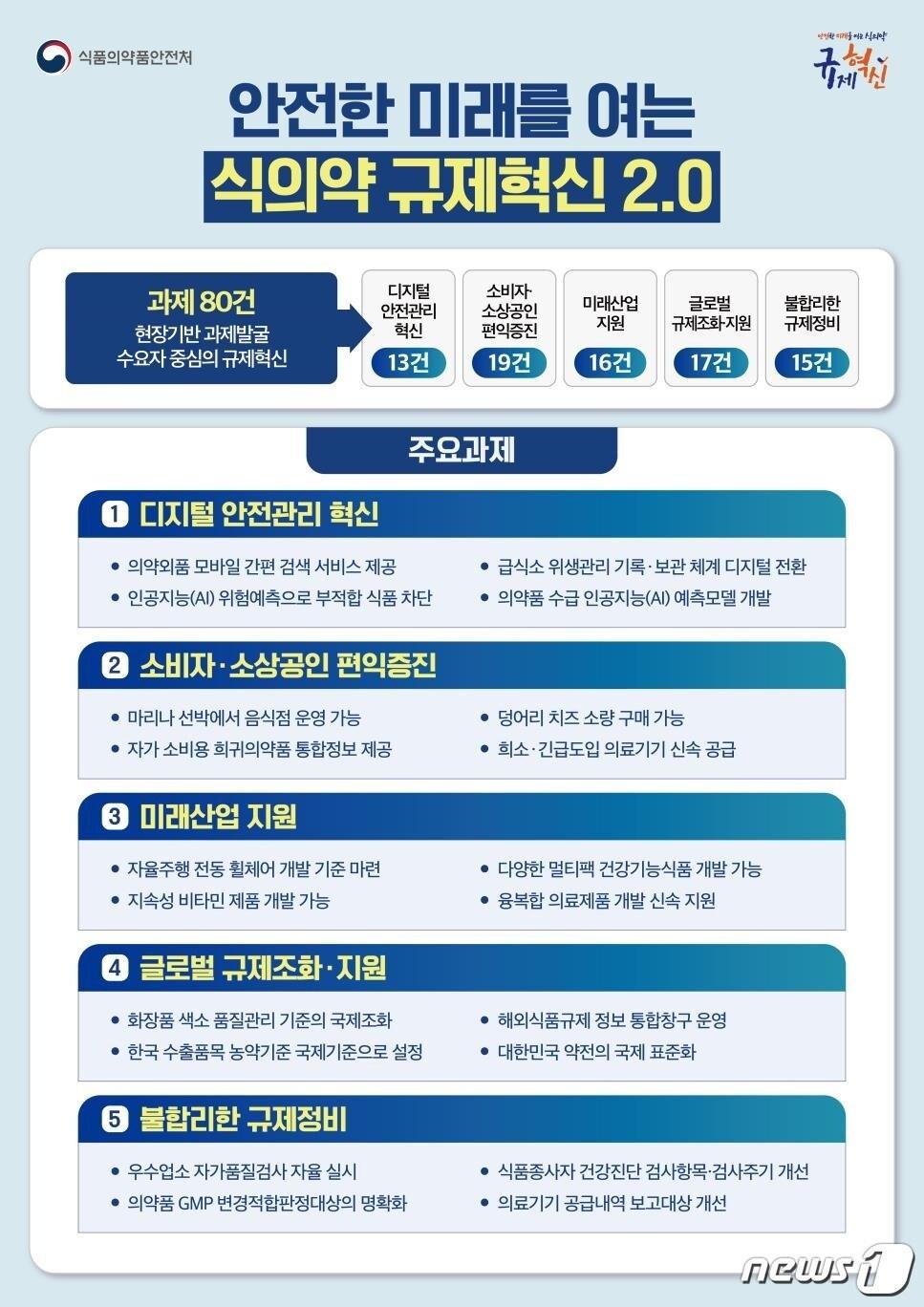 본문 이미지 - 식의약 규제혁신 2.0 주요과제(식품의약품안전처 제공)
