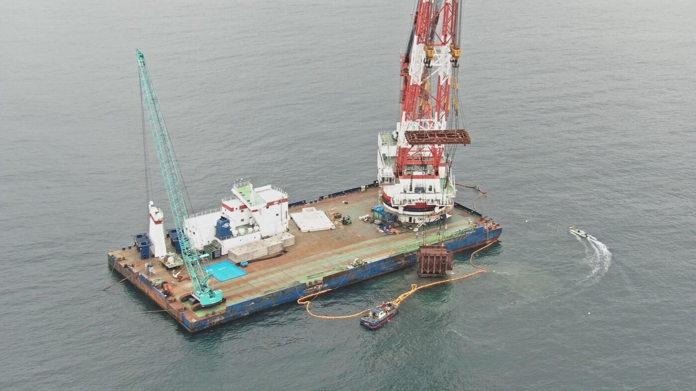 본문 이미지 - 26일 일본 후쿠시마 제1 원자력발전소에서 방사성 오염수 방류 설비 막판 공사가 진행 중이다. (출처 : 도쿄전력)  2023.06.26/