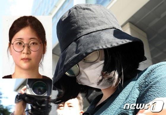 본문 이미지 - 20대 또래 여성을 살해하고 시신을 유기한 혐의를 받는 정유정(23)이 지난 2일 부산 동래경찰서에서 검찰로 송치되고 있다. 왼쪽 사진은 정유정의 신상공개 사진. 2023.6.2/윤일지 기자 ⓒ News1