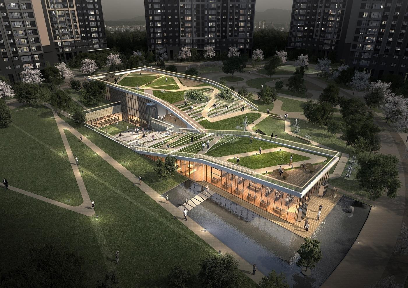 본문 이미지 - '클럽 더샵' 친환경 디자인 웨이브타입 조감도./포스코이앤씨 제공