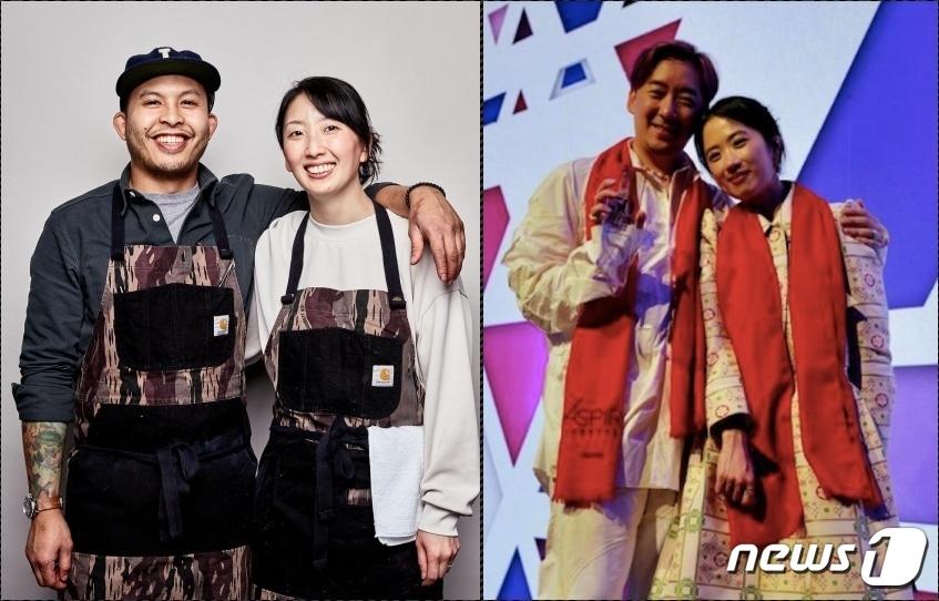 본문 이미지 - &#39;요식 업계 아카데미상&#39;으로 불리는 제임스 비어드 상 올해 수상자에 한인 셰프 두 사람이 이름을 올렸다. 시카고 &#39;카사마&#39;의 지니 권 셰프&#40;왼쪽. 남편 팀 플로레스도 공동 수상&#41;와 뉴욕 &#39;아토믹스&#39;의 박정현 셰프&#40;오른쪽&#41;가 그 주인공들이다. 모두 미슐랭 스타들이다.&#40;인스타그램 갈무리&#41;.