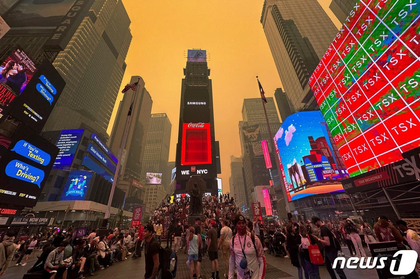 본문 이미지 - 미국 뉴욕 맨해튼 랜드마크 타임스퀘어. 2023.6.7 ⓒ 로이터=뉴스1 (자료사진)