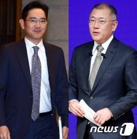 본문 이미지 - 이재용 삼성전자 회장(왼쪽), 정의선 현대차그룹 회장(오른쪽) 