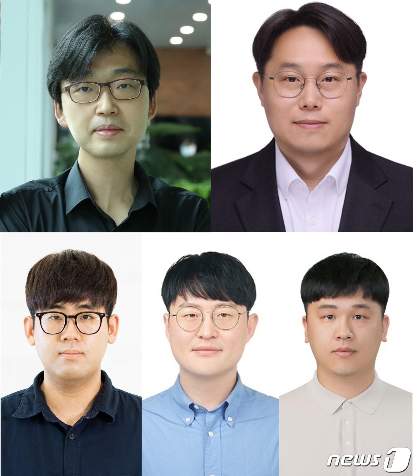본문 이미지 - 지스트 이상한 교수, 카이스트 서장원 교수,로렌스 버클리 국립연구소 서세훈 박사, 한국화학연구원 김영윤 박사, 지스트 신소재공학부 최호중 박사(시계방향).(지스트 제공)/뉴스1 