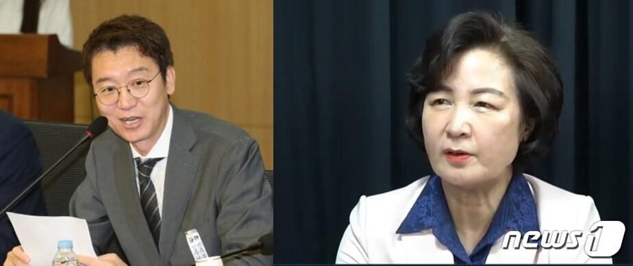 본문 이미지 - 김웅 국민의힘 의원과 추미애 전 법무부 장관. ⓒ 뉴스1 DB 