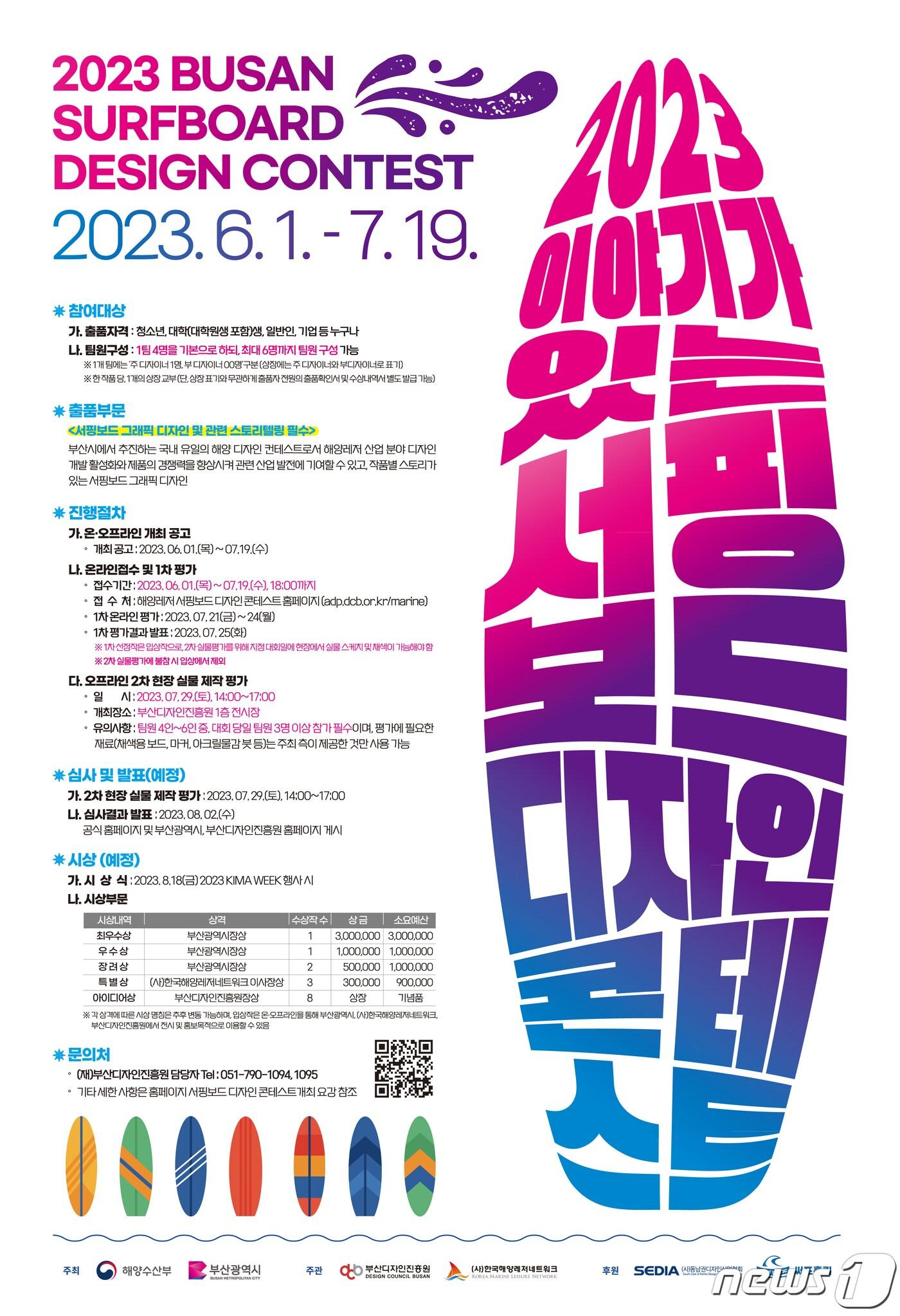 본문 이미지 - 2023 이야기가 있는 서핑보드 디자인 콘테스트 포스터.(부산디자인진흥원 제공)