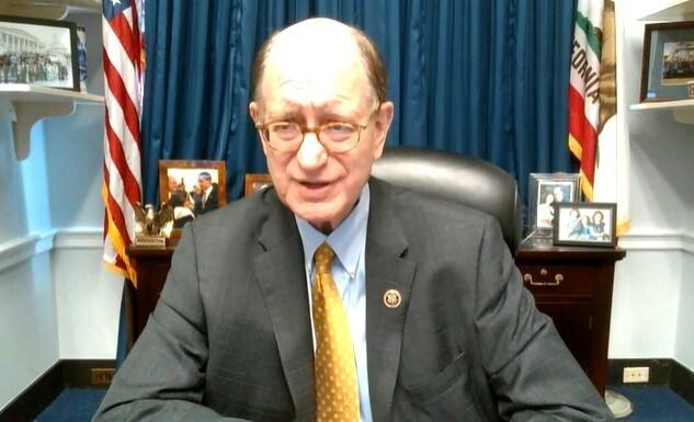 본문 이미지 - 브래드 셔먼 미 민주당 연방 하원의원이 19일(현지시간) 워싱턴DC에 있는 케이토(Cato) 연구소 정책포럼에서 미국의 북한 정책과 관련해 화상연설을 하고 있다. 사진은 유튜브 화면 캡처.