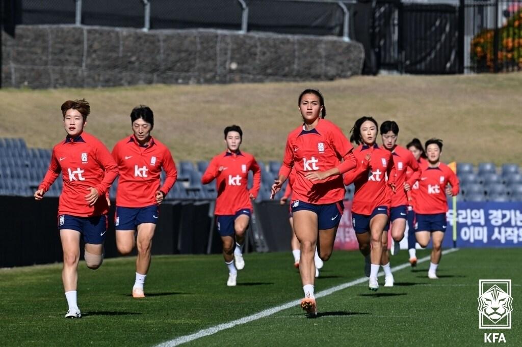 본문 이미지 - 모로코와의 여자월드컵 조별리그 2차전을 준비하는 한국 여자축구대표팀. (대한축구협회 제공) 2023.7.27/뉴스1