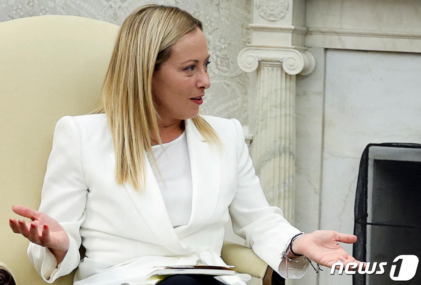 본문 이미지 -  조르자 멜로니 이탈리아 총리. 2023.07.27/뉴스1 ⓒ 로이터=뉴스1 