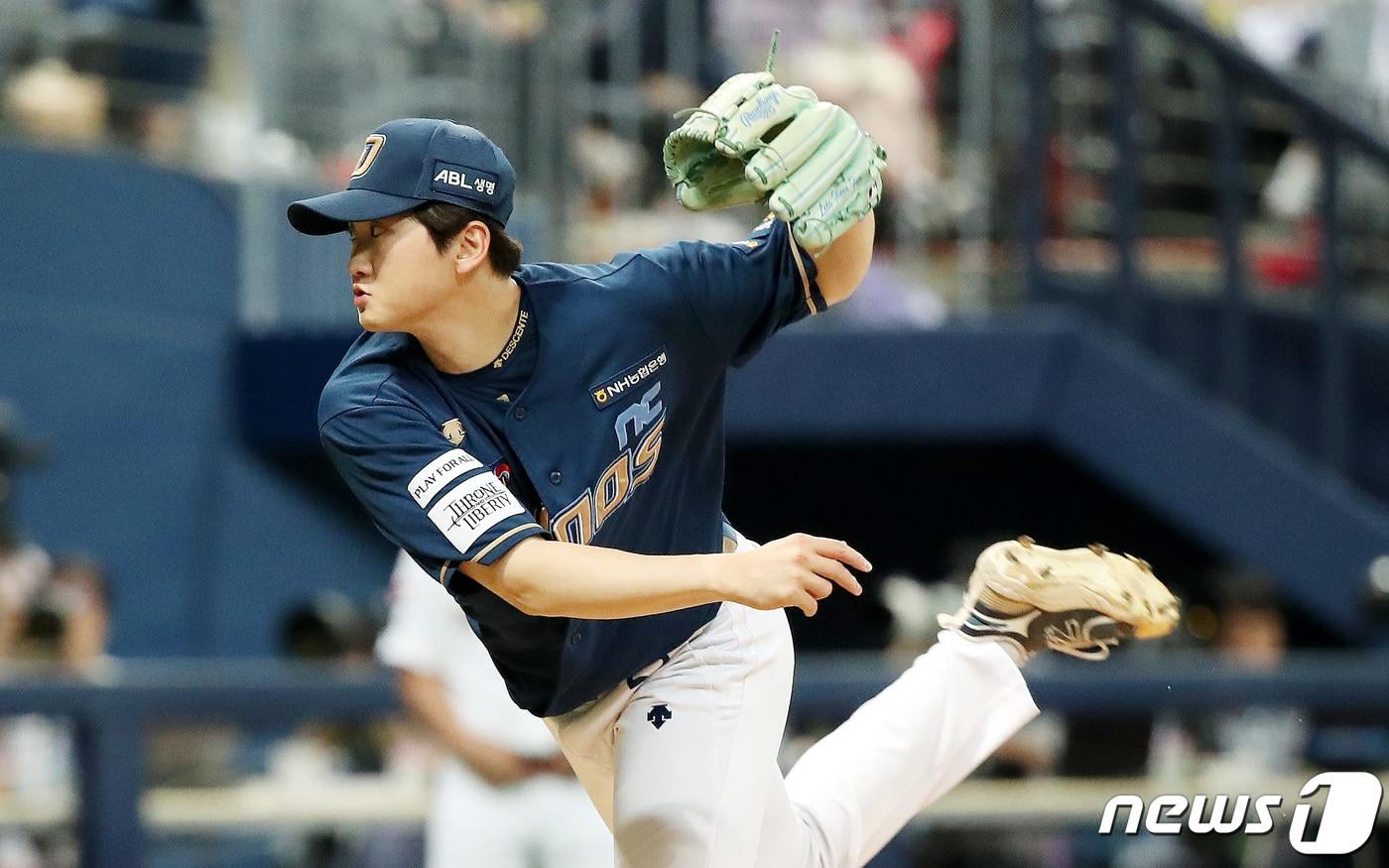 4일 오후 서울 구로구 고척스카이돔에서 열린 '2023 신한은행 SOL KBO리그' 키움 히어로즈와 NC다이노스의 경기에서 4회말 NC 전사민이 역투하고 있다. 2023.7.4/뉴스1 ⓒ News1 박지혜 기자