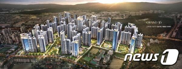 본문 이미지 - 경남 창원 '성원토월그랜드타운'이 최근 창원시로부터 리모델링을 위한 안전진단을 통과했다. 사진은 아파트 단지 리모델링 조감도(성원토월그랜드아파트 리모델링 조합 제공)