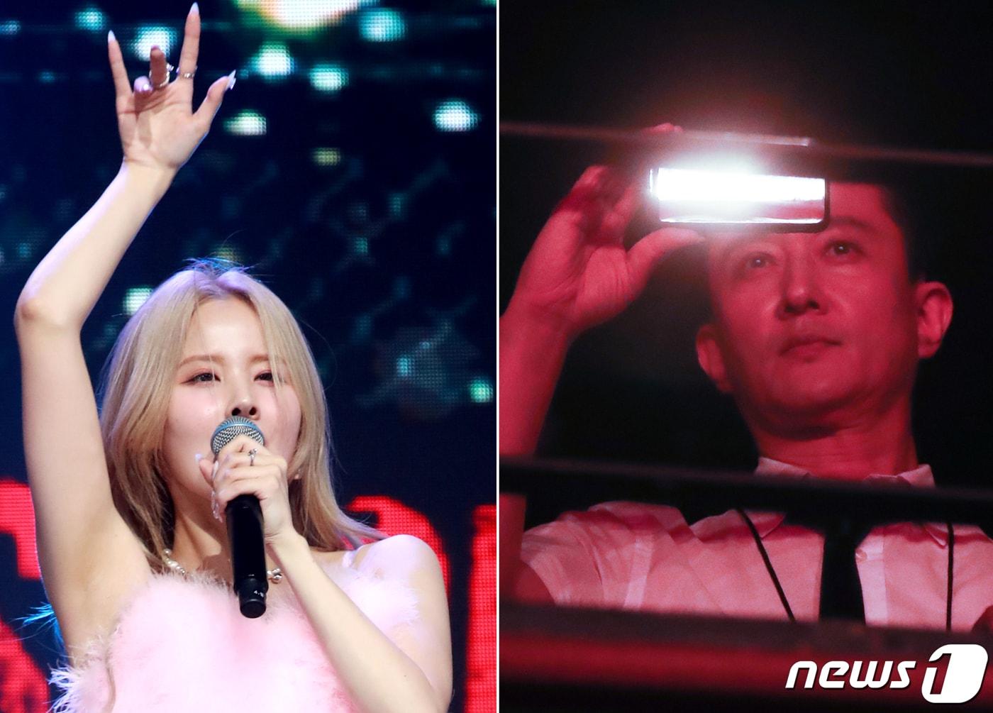 본문 이미지 - 가수 심신(오른쪽)과 그룹 키스오브라이프 멤버 벨 ⓒ News1 권현진 기자