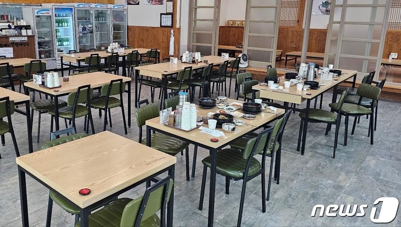 본문 이미지 - 7일 전남 나주 혁신도시의 한 식당이 점심시간에도 한산하다. 한국전력 등 전력기관들이 비상경영에 긴축정책을 펴면서 기관 직원들의 발길이 뚝 끊겼다.2023.7.7./뉴스1 ⓒ News1 서충섭 기자