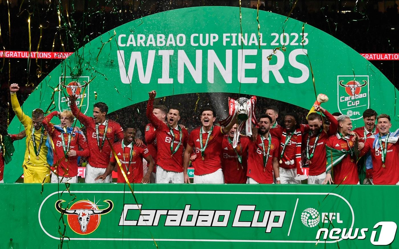 2022-23시즌 카라바오컵 우승을 차지했던 맨체스터 유나이티드. ⓒ 로이터=뉴스1