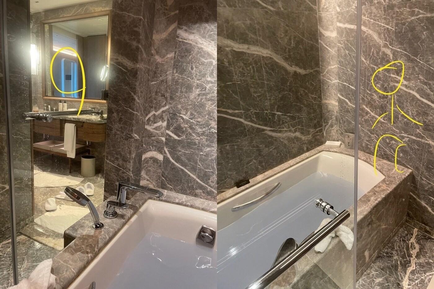 본문 이미지 - 현관문에서 바로 보이는 욕실의 모습. (온라인 커뮤니티 갈무리)