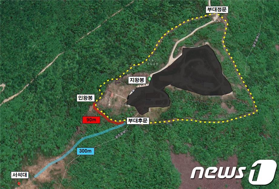 본문 이미지 - 무등산 정상 인왕봉 상시 개방 노선도.&#40;광주시 제공&#41;/뉴스1