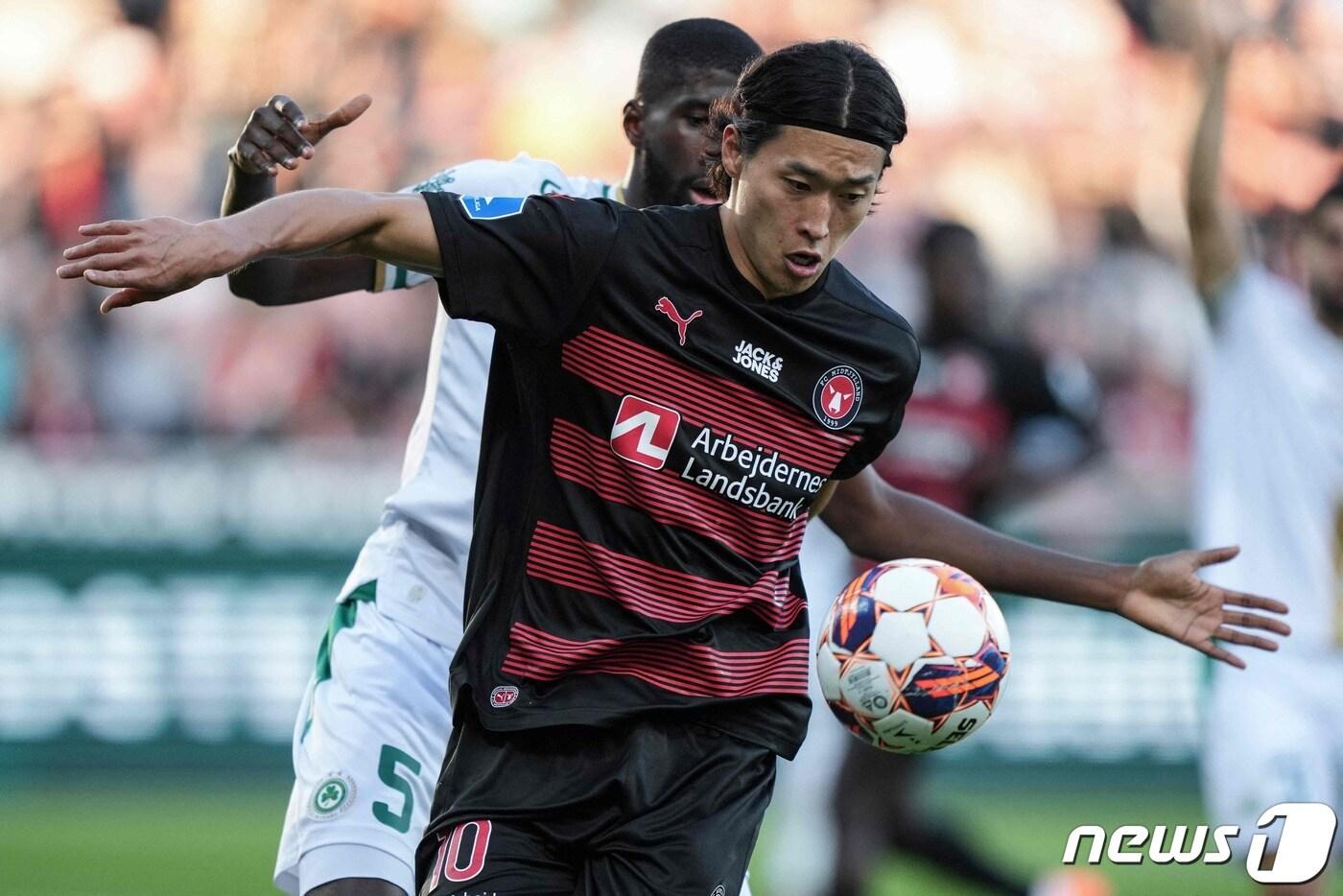 덴마크 미트윌란의 공격수 조규성. ⓒ AFP=뉴스1