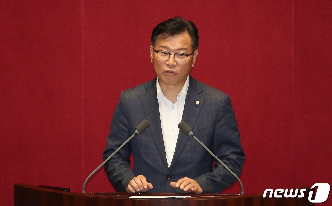 본문 이미지 - 이양수 국민의힘 원내수석부대표가 24일 오후 서울 여의도 국회에서 열린 제409회 국회(임시회) 제1차 본회의에서 발언을 하고 있다. 2023.8.24/뉴스1 ⓒ News1 임세영 기자