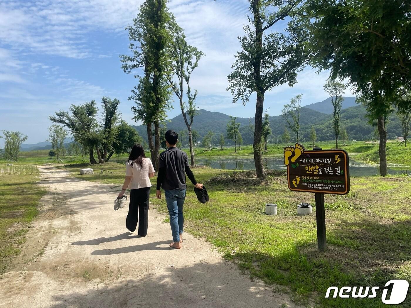 본문 이미지 - 거창 창포원 어싱길(거창군 제공).