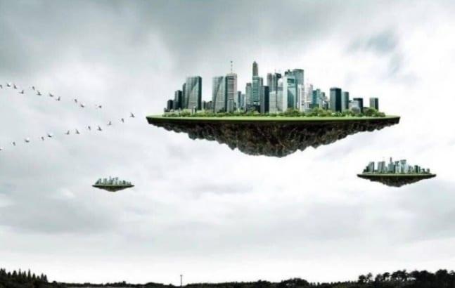 본문 이미지 - 초전도체 기술 상용화로 공중에 뜬 세빛둥둥섬의 상상도. (온라인 커뮤니티 갈무리)