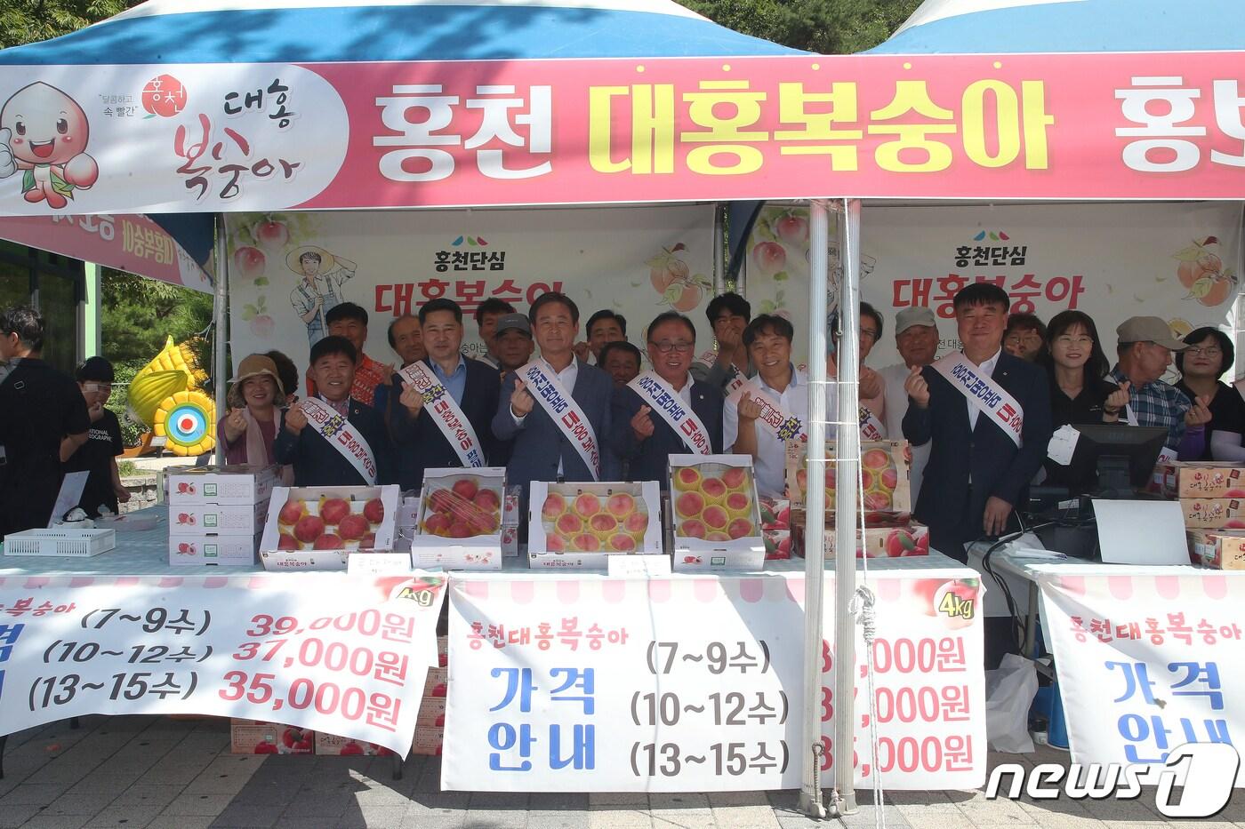 본문 이미지 - 홍천 대홍복숭아 판매행사.(홍천군 제공) 2023.8.3/뉴스1
