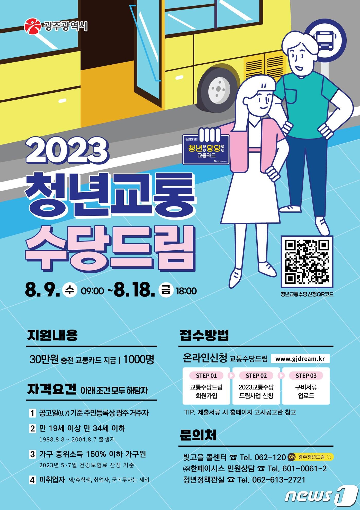 본문 이미지 - 광주시 2023 청년교통 수당드림 포스터.(광주시 제공)/뉴스1 