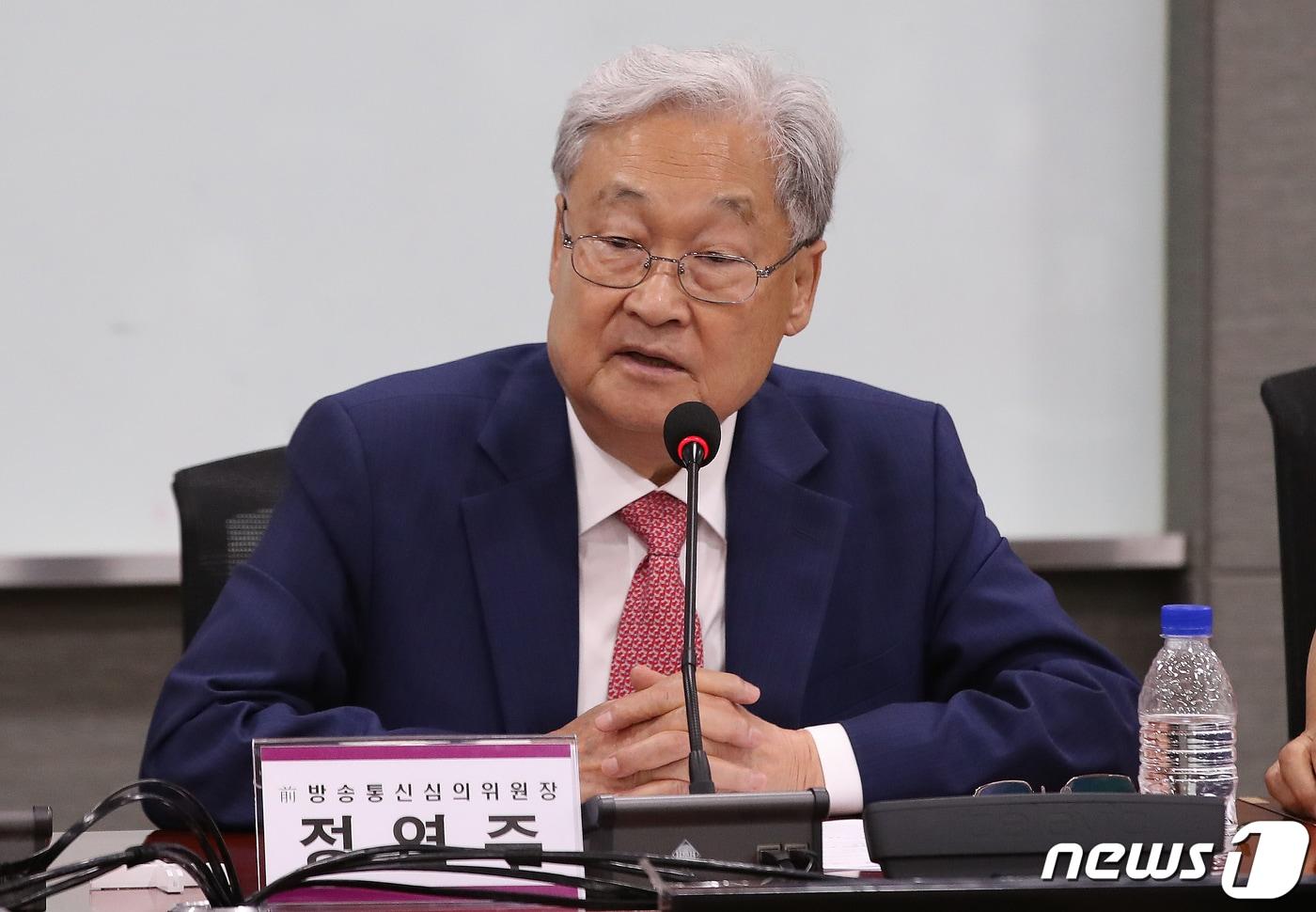 본문 이미지 - 정연주 전 방송통신심의위원장이 11일 오후 서울 여의도 국회 의원회관에서 열린 '윤석열 정부 해직 방송 관련 기관장' 긴급 간담회에서 발언을 하고 있다. 2023.9.11/뉴스1 ⓒ News1 임세영 기자