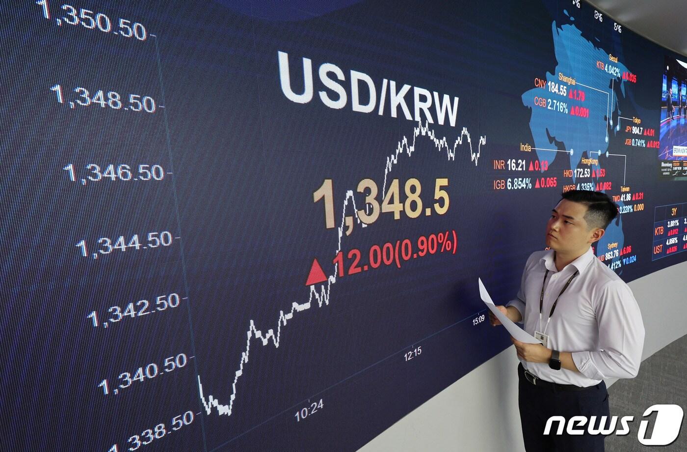 26일 오후 서울 여의도 KB국민은행 스마트딜링룸에서 직원이 업무를 보고 있다.2023.9.26/뉴스1 ⓒ News1 장수영 기자