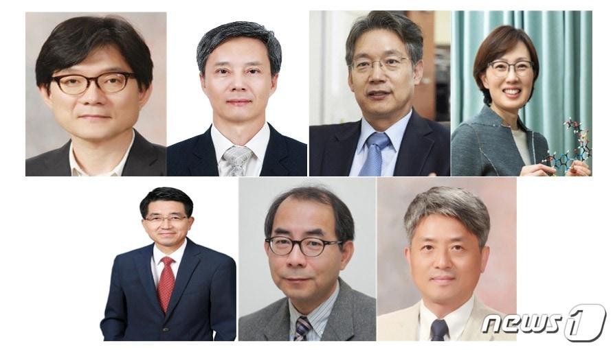 본문 이미지 - 시계방향으로 황윤재, 황철성, 김병연, 김빛내리, 현택환, 이용환, 정용욱 교수(서울대학교 제공)